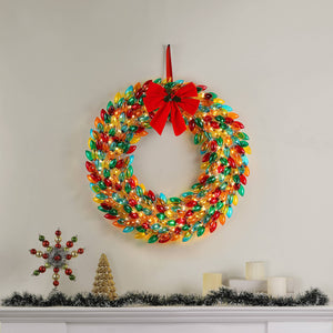 30" C9 Bulb Wreath - Multi-Color