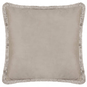 Strawberry Thief Embroidered Velvet Cushion Biscuit
