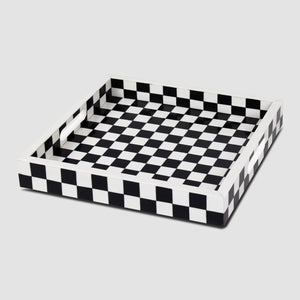 Check Black & White Decorative Tray 12x12 inch