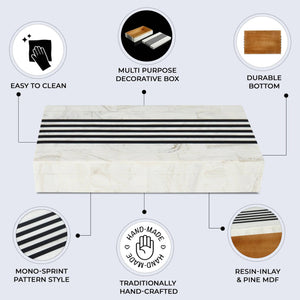 Stripe White & Black Decorative Box 10x2.5x1.5