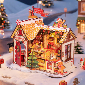Gingerbread House Christmas Scene - DIY Miniature Kit