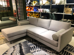 custom made grey velvet sectional sofa