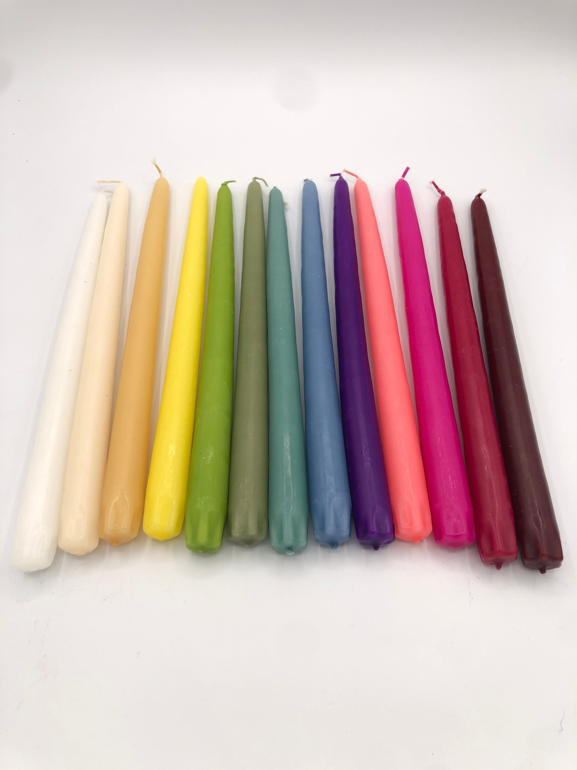 12" Hand Dipped Taper Candles - Sold Individually (Various Colors)