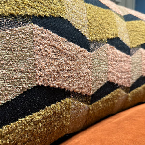 close up of curved sofa fabric