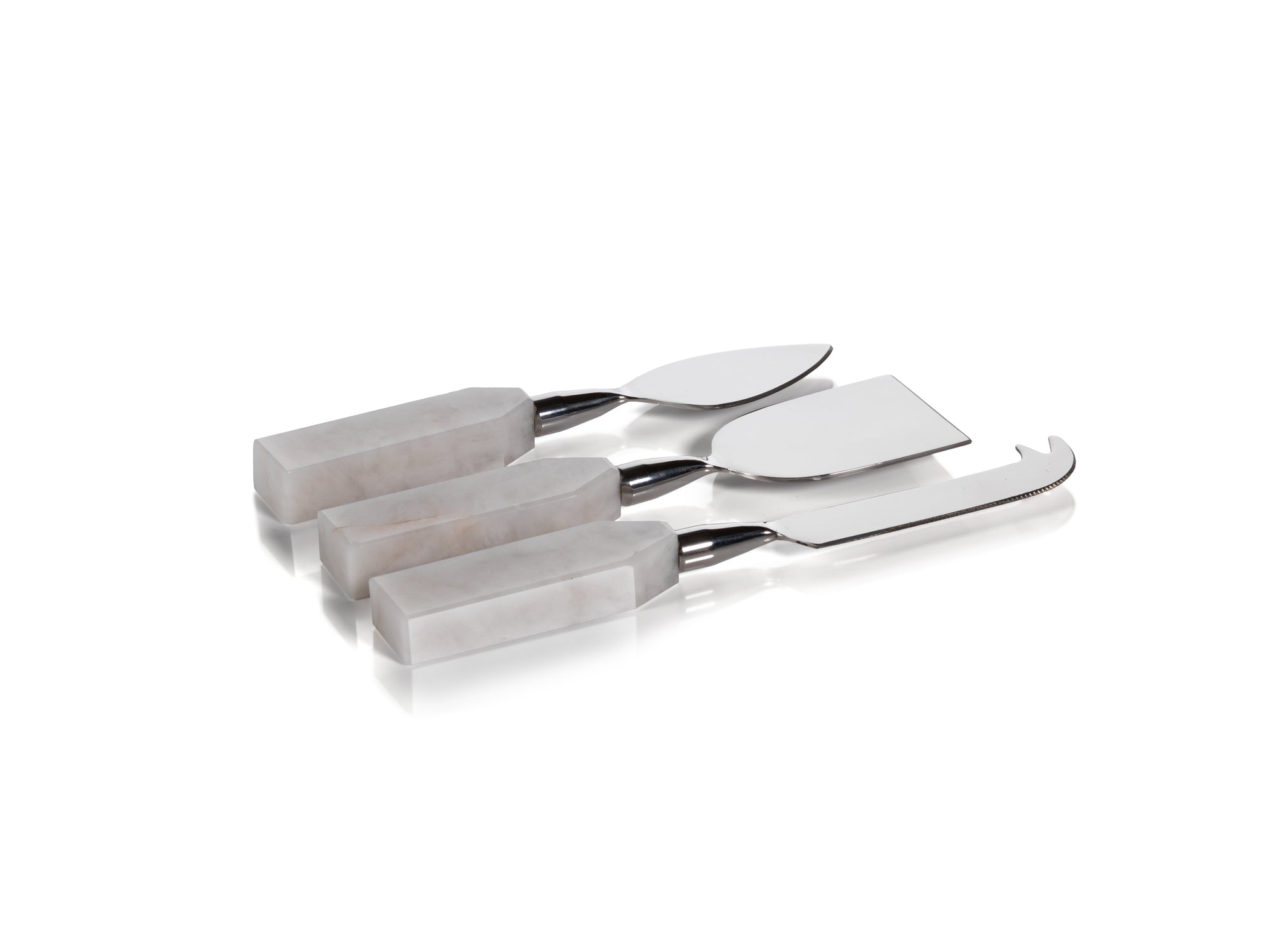 Marble 'Alabaster' 3-Piece Cheese Knife set
