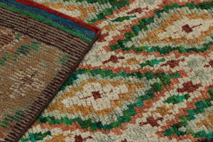 Green / Gold Moroccan Rug - Diamonds