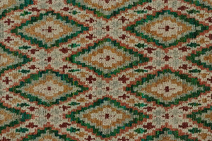 Green / Gold Moroccan Rug - Diamonds