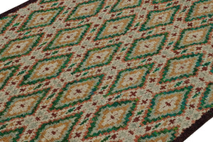 Green / Gold Moroccan Rug - Diamonds