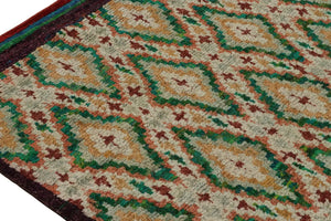 Green / Gold Moroccan Rug - Diamonds