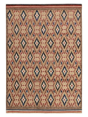 Red / Blue Moroccan Rug - Diamonds