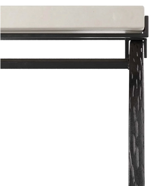 Marble Table With Hand Forged Iron Base