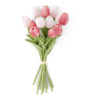 artificial real touch pink rose tulip bouquet