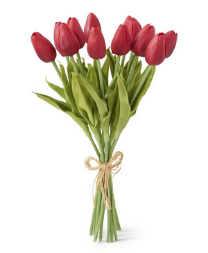 artificial real touch red tulip bouquet
