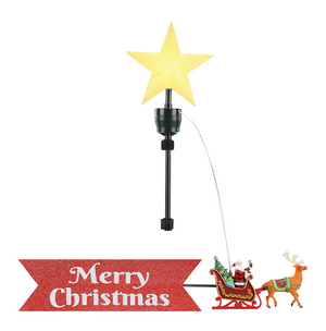 Animated Tree Topper- Santa Sleigh with Merry Christmas Banner