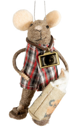Wool Felt Tourist Mouse Ornament- Various Styles