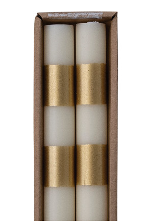 Unscented Taper Candles With Stripes In Box Set of 2
