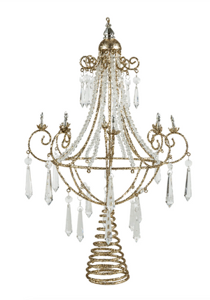 Metal Chandelier Tree Topper with Acrylic Crystals & Glitter