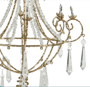 Metal Chandelier Tree Topper with Acrylic Crystals & Glitter