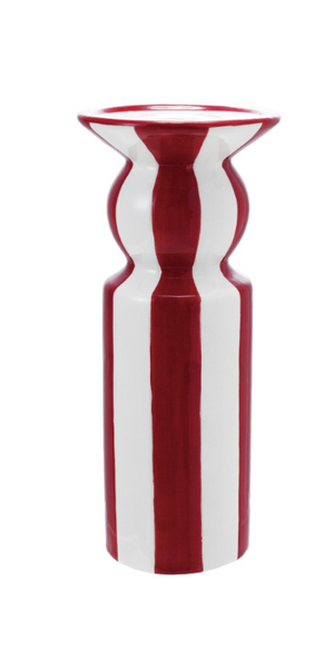 Striped Taper Holder, Red & White