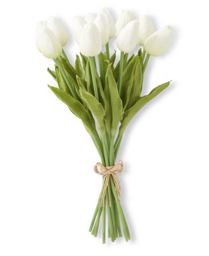 artificial real touch white tulip bouquet