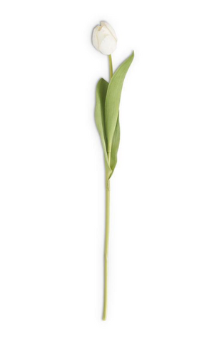silk artificial real touch single stem white tulip