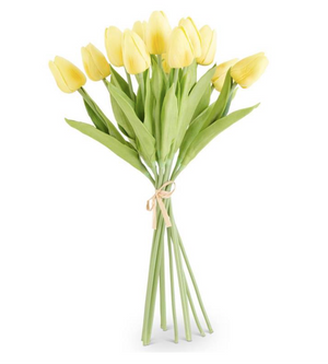 artificial real touch light yellow tulip bouquet