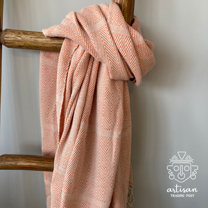 Boat Blanket | Handwoven Cotton | Sunset Orange