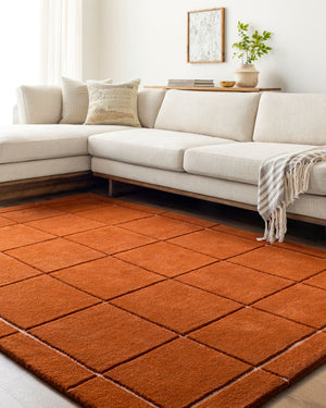 Terracotta Large Grid Rug