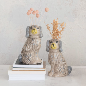 Dog Shaped Stoneware Vase in Grey (2 Styles)