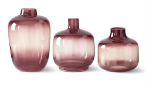 round burgundy glass vases