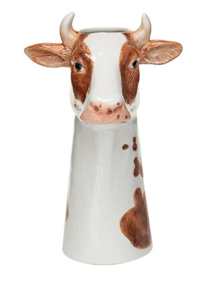 Hand-painted Animal Vase- Glazed Stoneware