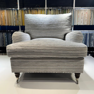 The Ingonish armchair in grey stripes.