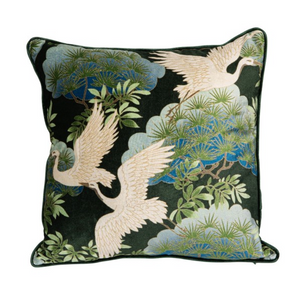 Swans Velvet Throw Pillow