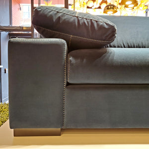 custom sofa in blue velvet