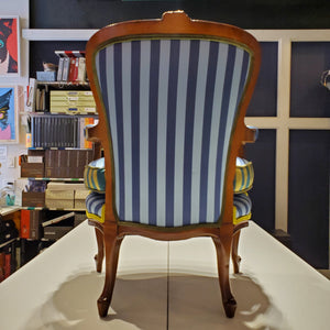 French Striped Satin Chair