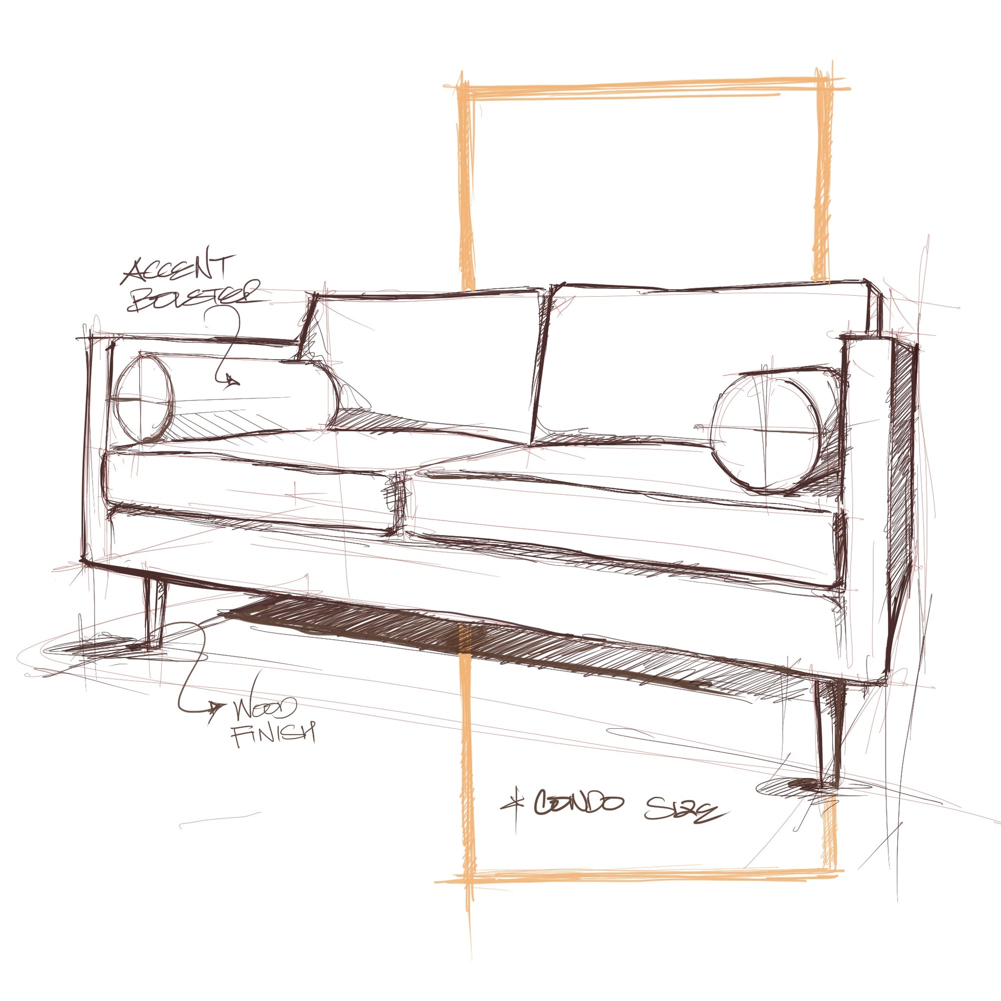 sketch drawing of a sofa