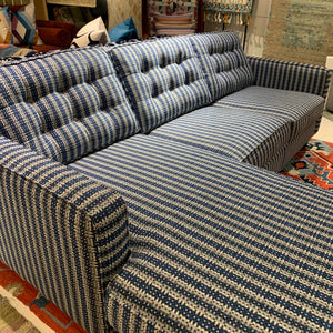 custom blue striped flip sectional sofa chaise