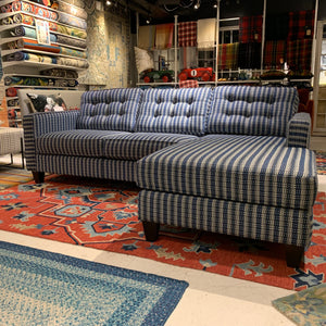 custom blue striped flip sectional sofa chaise