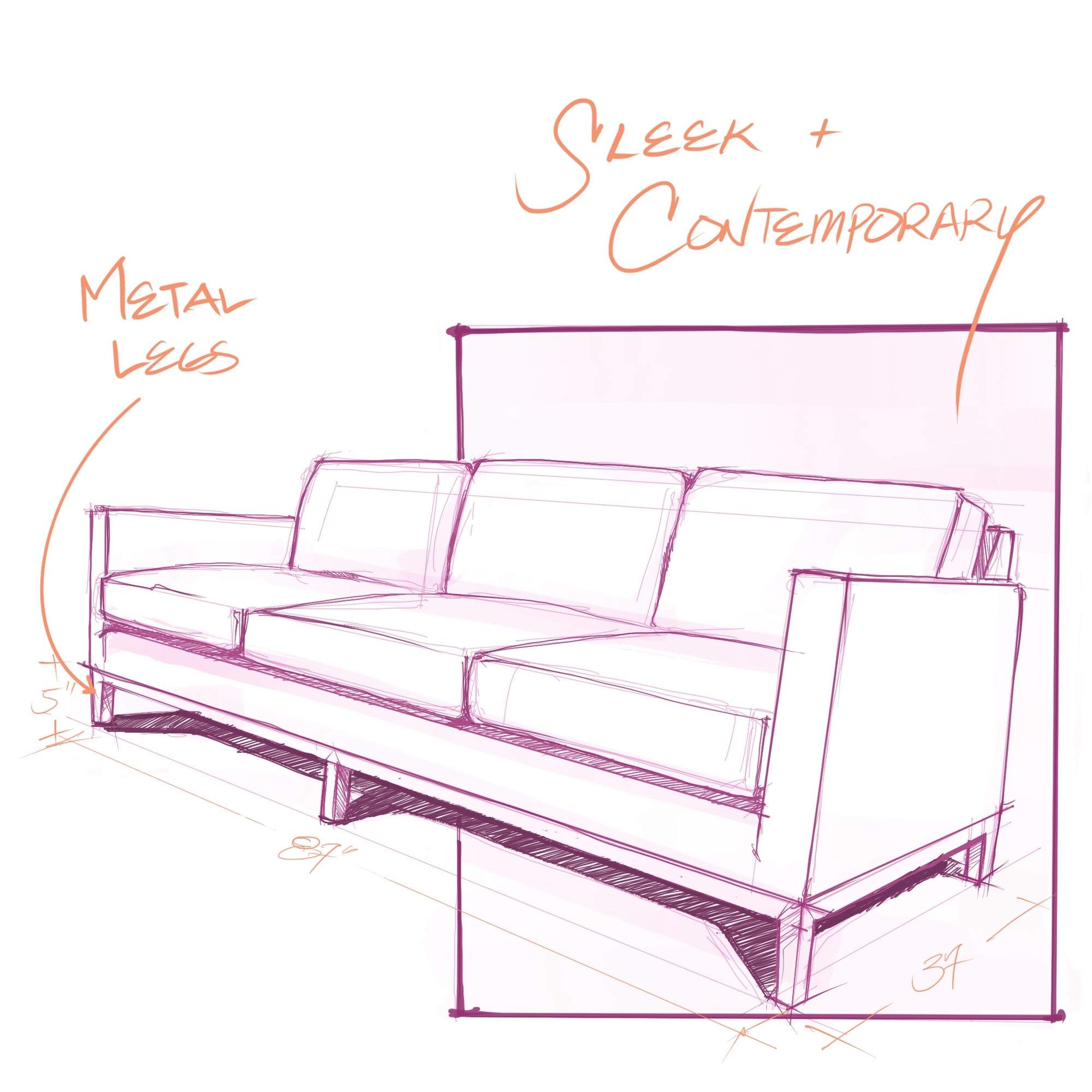 sketch of lincoln sofa