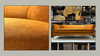 Orange velvet sofa custom made by Kendall & Co.