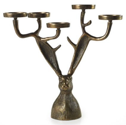 Brass Hare 5 Pillar Candleholder