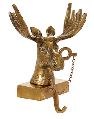 Brass Moose Stocking Holder