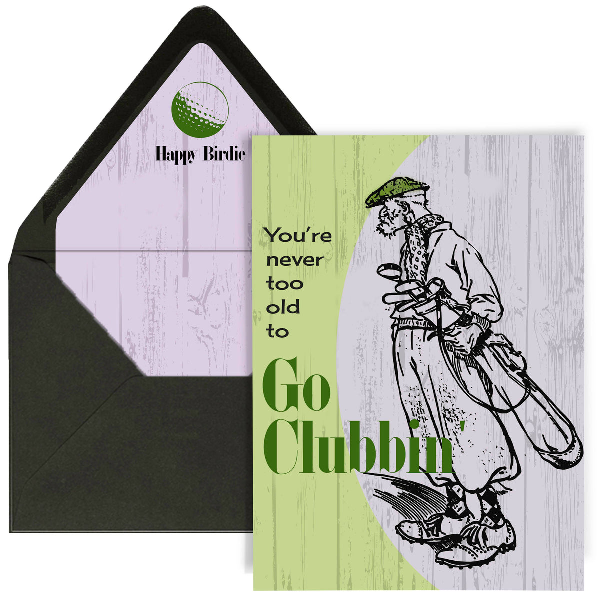 Funny Never Too Old To Go Clubbin Vintage Golf Birthday Card