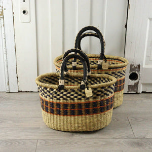 Oval Basket with Two Handles Small - Traditional Palette