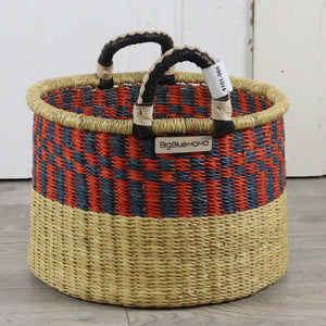 Short Laundry Basket - Red & Blue Checks: Large