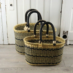 Oval Basket with Two Handles Large - Natural Palette: Natural Palette / Large