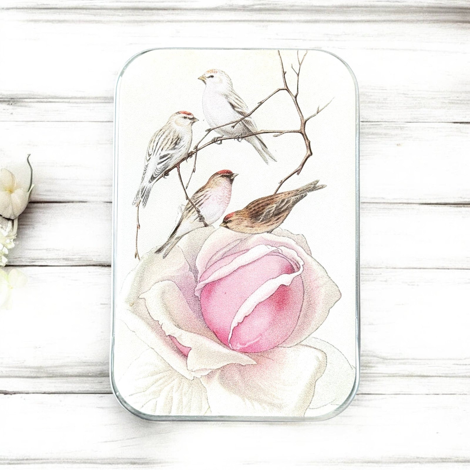 Vintage Rose & Birds Notions Tin – Large Slider