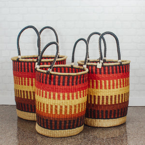 Tall Laundry Basket - Red Yellow & Brown: Medium