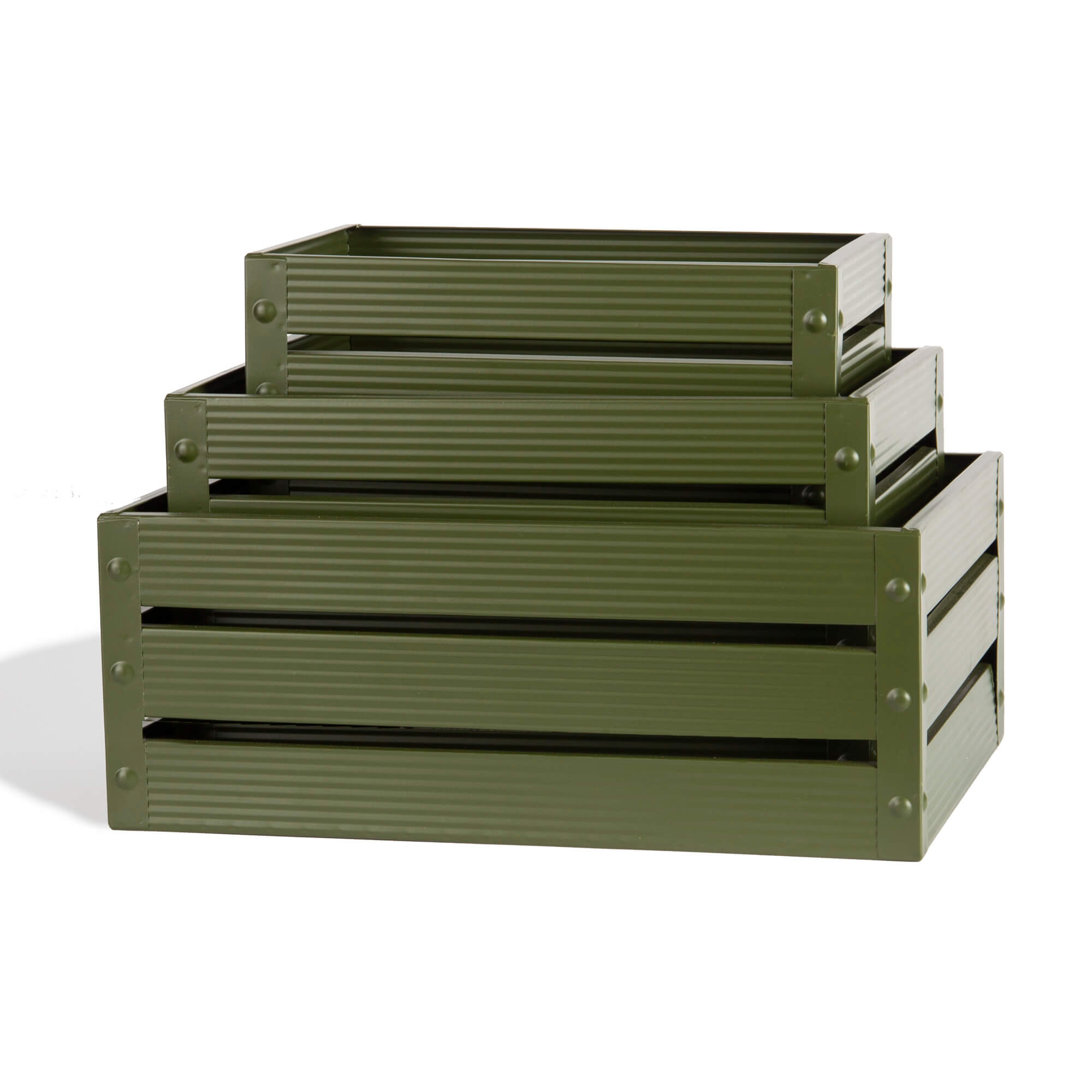 Rect metal crates- dark green