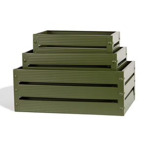 Rect metal crates- dark green